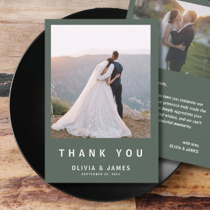Dunkelgrün Minimalistisch Modern Wedding Danke