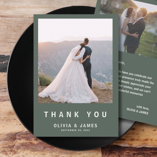Dunkelgrün | Minimalistisch Modern Wedding Danke (Von Creator hochgeladen)