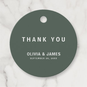 Dunkelgrün   Minimalistisch Modern Wedding Danke Geschenkanhänger