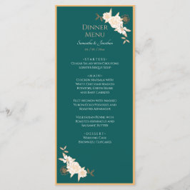 Dunkelgrün mit Cream-Rose-Hochzeitmenü Menükarte