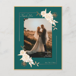 Dunkelgrün mit Creme Rose Hochzeit Danke Postkarte