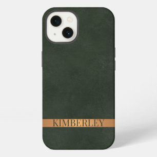 Dunkelgrün moderne elegante personalisierte Namens iPhone 13 Hülle