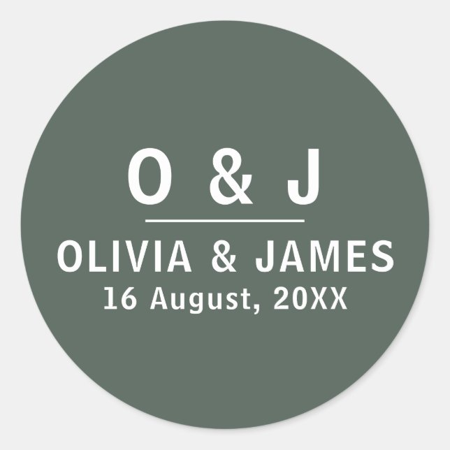 Dunkelgrün | Moderne Minimalistische Skandinavienh Runder Aufkleber (Vorderseite)