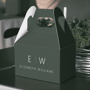 Dunkelgrün Modernes Minimalistisches Monogramm Nam Geschenkschachtel