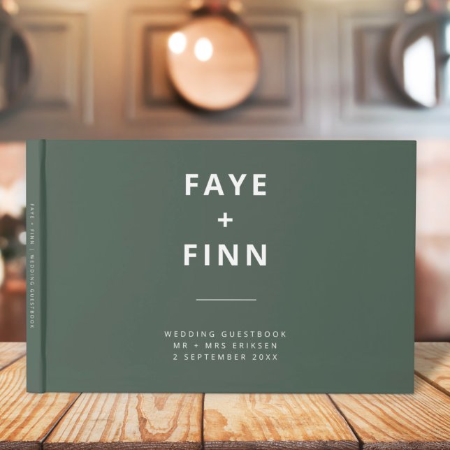Dunkelgrün | Moss Minimalistisch Scandi Modern Wed Gästebuch (Von Creator hochgeladen)