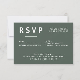 Dunkelgrün Moss Minimalistisch Scandi Modern Wed RSVP Karte