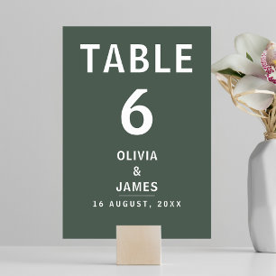 Dunkelgrün   Moss Minimalistisch Scandi Modern Wed Tischnummer