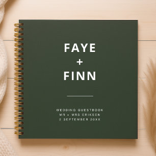 Dunkelgrün Moss Minimalistisch Scandi Wedding Gu Notizbuch