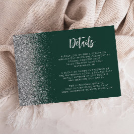 Dunkelgrün silberner Glitter Schriftzug Hochzeitsd Begleitkarte