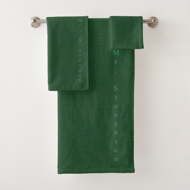 Dunkelgrün texturiert badhandtuch set (Insitu)
