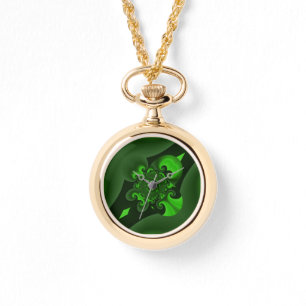 Dunkelgrün und Limette Spiralmuster Armbanduhr