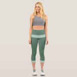 Dunkelgrün und Pastellgrün Capri Leggings<br><div class="desc">Dunkelgrün und pastellgrün reizendes Design.</div>