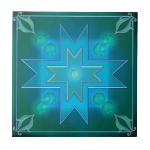 Dunkelgrüne Aquamarine Geometrische Küche oder Bad Fliese