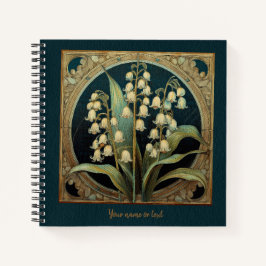 Dunkelgrüne Art Nouveau Convallaria majalis Notizbuch