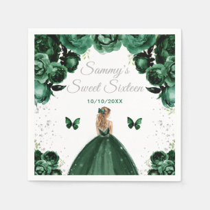 Dunkelgrüne Blondhaar-Prinzessin Sweet Sixteen Serviette