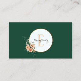 Dunkelgrüne Blumenkreismonogramm Visitenkarte