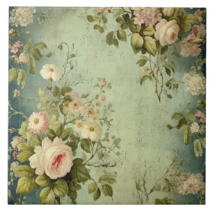 Dunkelgrüne Blush-Rose Fliese