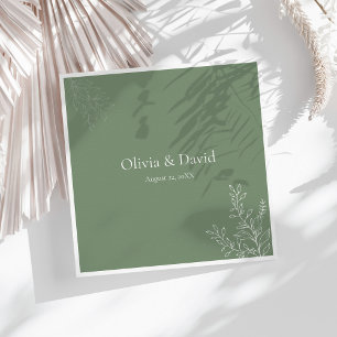 Dunkelgrüne Botanik-Hochzeitsserviette Serviette