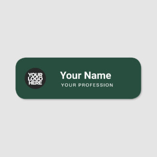 Dunkelgrüne Button-Namensmarke oder Magnesium mit Namensschild