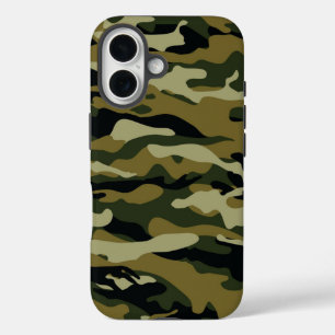 Dunkelgrüne Camouflage iPhone 16 Hülle