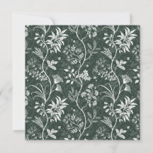 Dunkelgrüne Chintz-Botanik-Kunstkarte
