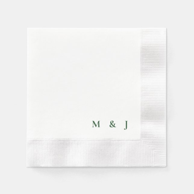 Dunkelgrüne einfache Braut & Bräutigam Initialen H Serviette (Vorderseite)