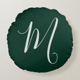 Dunkelgrüne einfache elegante moderne eigene Namen Rundes Kissen