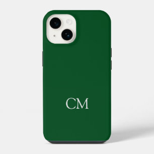 Dunkelgrüne, einfache Monogramm iPhone 14 Hülle