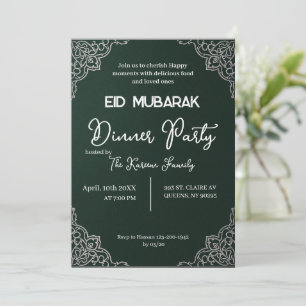 Dunkelgrüne elegante EID MUBARAK Einladung