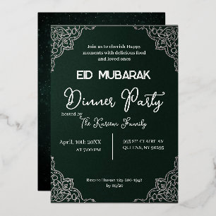 Dunkelgrüne elegante EID MUBARAK Einladung
