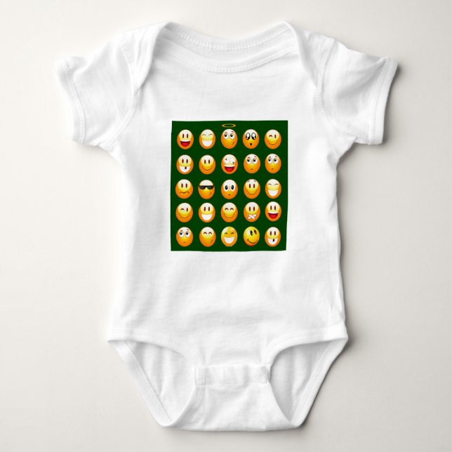 dunkelgrüne Emoji Baby Strampler (Vorderseite)