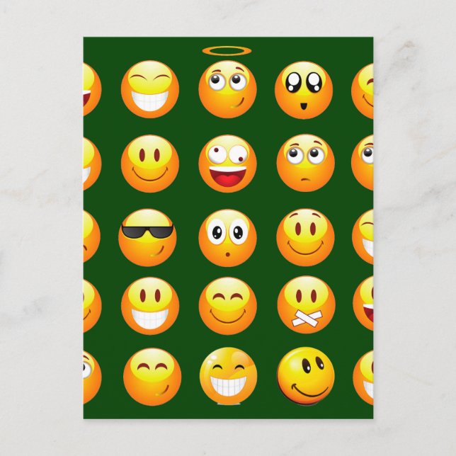 dunkelgrüne Emoji Postkarte (Vorderseite)