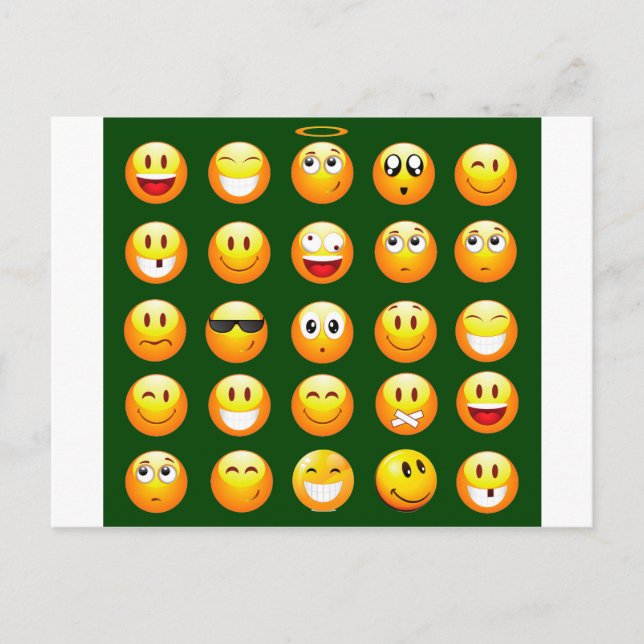 dunkelgrüne Emoji Postkarte (Vorderseite)