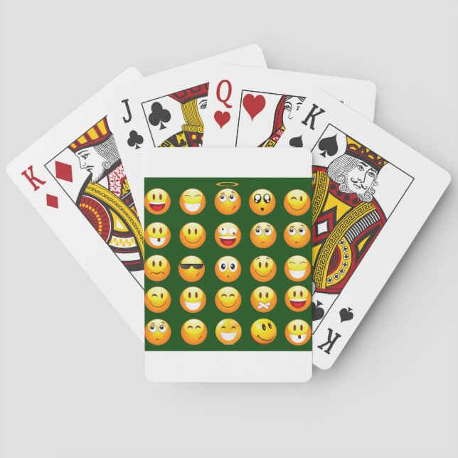 dunkelgrüne Emoji Spielkarten (Rückseite)