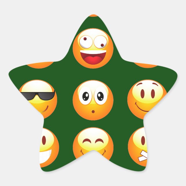 dunkelgrüne Emoji Stern-Aufkleber (Vorderseite)