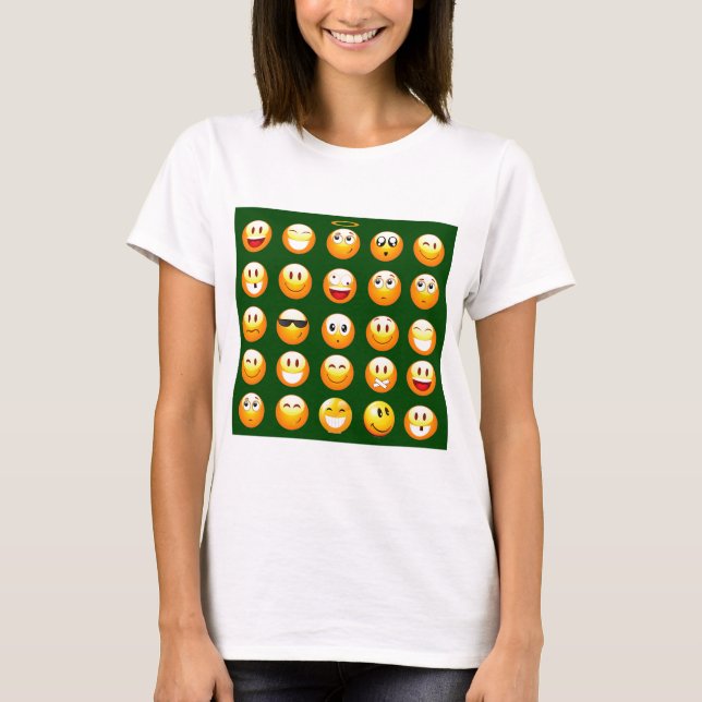 dunkelgrüne Emoji T-Shirt (Vorderseite)