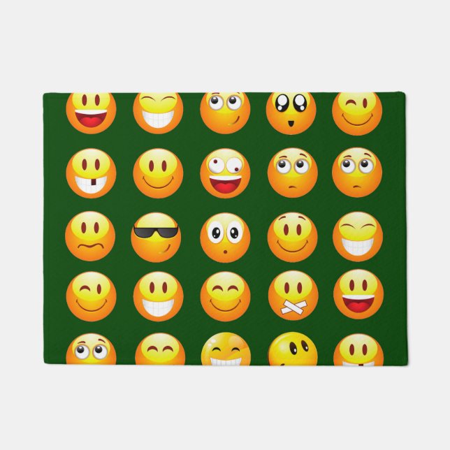 dunkelgrüne Emoji-Türmatte Fußmatte (Vorderseite)