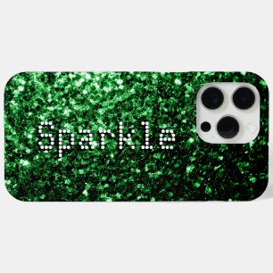 Dunkelgrüne falsche Glitter-Funken Ihr Text Case-Mate iPhone Hülle
