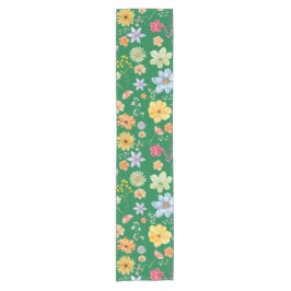 Dunkelgrüne Farbe mit Blumendesigns Kurzer Tischläufer