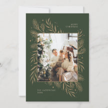 Dunkelgrüne Foto-Weihnachts-Familienfeier Gold