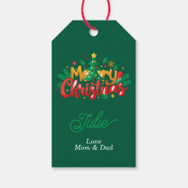Dunkelgrüne Frohe Weihnachten Geschenkanhänger