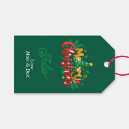 Dunkelgrüne Frohe Weihnachten Geschenkanhänger