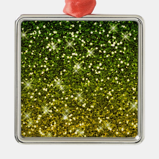 Dunkelgrüne Glitzer schimmern Silbernes Ornament (Vorne)