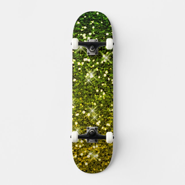 Dunkelgrüne Glitzer schimmern Skateboard (Vorderseite)