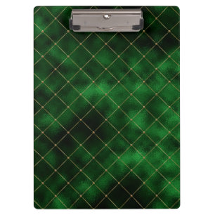 Dunkelgrüne goldene Rhombus-Formen St. Patricks Da Klemmbrett