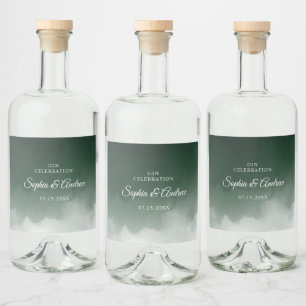 Dunkelgrüne Hochzeitkleckse - Flasche Alkoholflaschenetikett