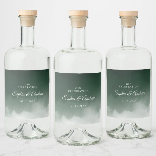 Dunkelgrüne Hochzeitkleckse - Flasche Alkoholflaschenetikett (Flaschen)