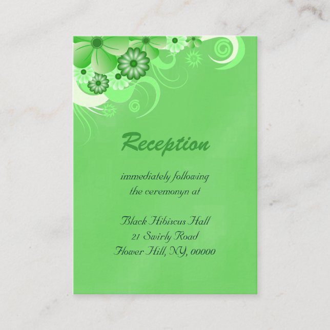 Dunkelgrüne Hochzeitsempfangskarten Begleitkarte (Vorderseite)