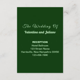 Dunkelgrüne Hochzeitsempfangsporträt Begleitkarte