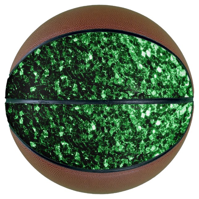 Dunkelgrüne Imitate Glitzer Glitzern Klingeln Basketball (Vorderseite)